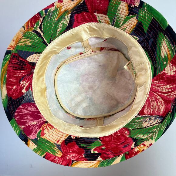 Vintage 80s Floral Hawaiian Bucket Sun Fisherman Hat - Picture 7 of 7